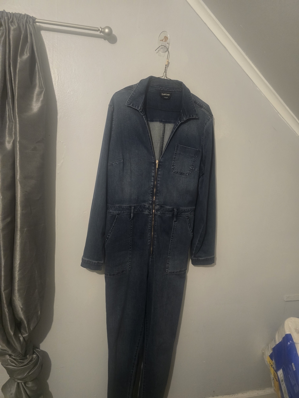 BEBE DENIM JUMPSUIT